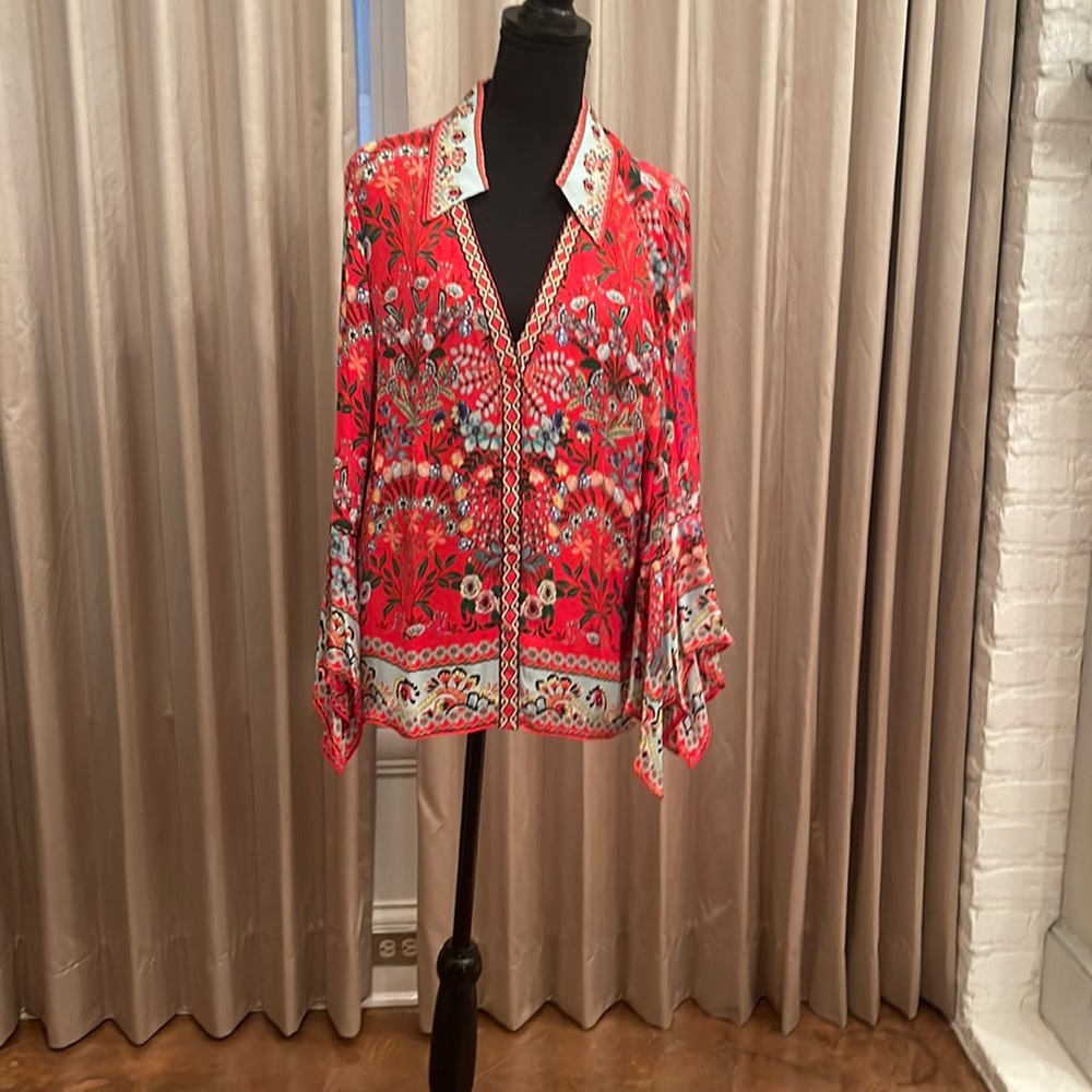 Alice + Olivia Red Floral Blouse